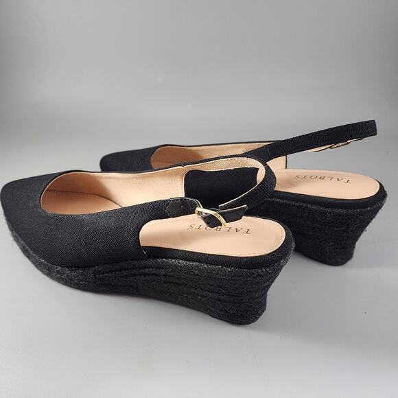 Talbots Women's Size 9M Black Wedge Slingback Closed Toe Espadrille Sandals - Picture 2 of 9